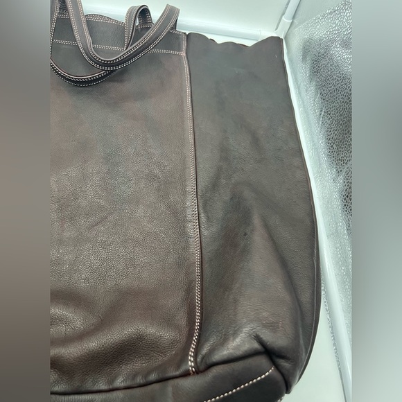 3RD FLOOR Made in Italy Dark Brown Reddish Leather Embellished Oversized XL Tote - Picture 11 of 17